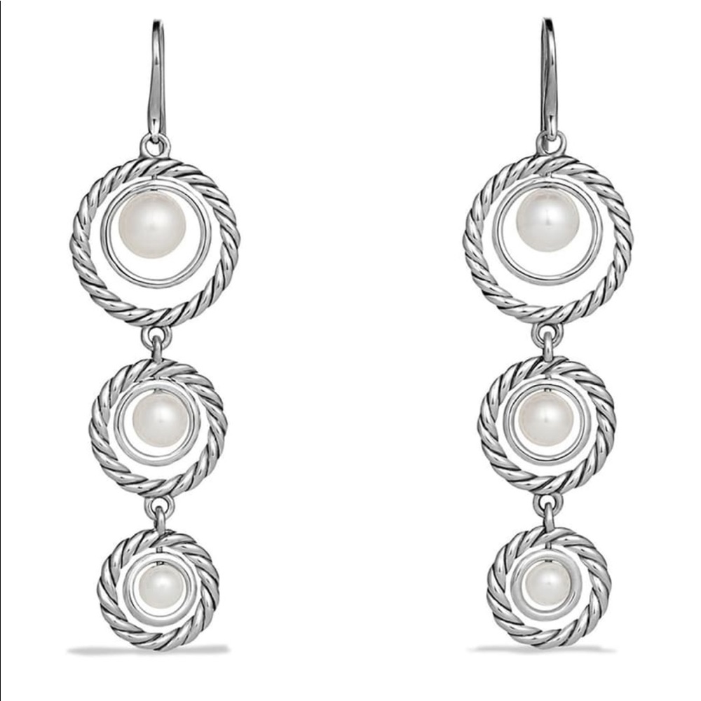 David Yurman ‘Pearl’ Cable Triple drop earrings